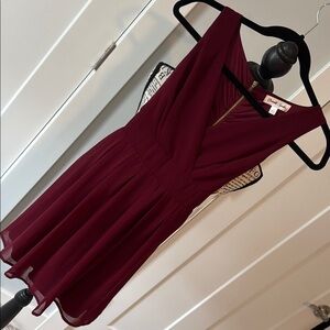 Emerald Sundae Wine V-Neck Mini Dress